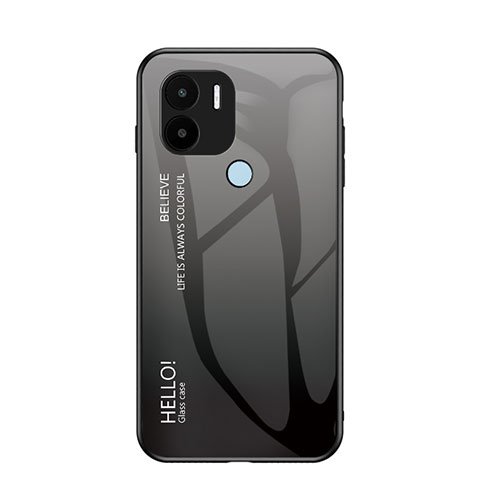 Coque Rebord Contour Silicone et Vitre Miroir Housse Etui Degrade Arc en Ciel LS1 pour Xiaomi Redmi A1 Plus Gris Fonce