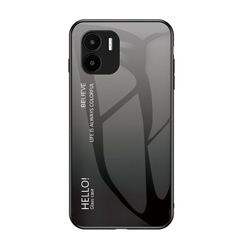 Coque Rebord Contour Silicone et Vitre Miroir Housse Etui Degrade Arc en Ciel LS1 pour Xiaomi Redmi A2 Gris Fonce