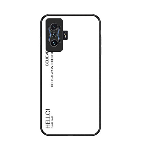 Coque Rebord Contour Silicone et Vitre Miroir Housse Etui Degrade Arc en Ciel LS1 pour Xiaomi Redmi K50 Gaming AMG F1 5G Blanc