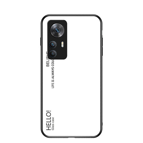 Coque Rebord Contour Silicone et Vitre Miroir Housse Etui Degrade Arc en Ciel LS1 pour Xiaomi Redmi K50 Ultra 5G Blanc