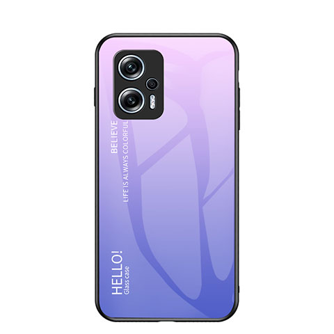 Coque Rebord Contour Silicone et Vitre Miroir Housse Etui Degrade Arc en Ciel LS1 pour Xiaomi Redmi K50i 5G Violet Clair