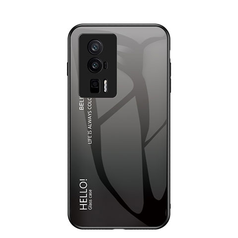 Coque Rebord Contour Silicone et Vitre Miroir Housse Etui Degrade Arc en Ciel LS1 pour Xiaomi Redmi K60 Pro 5G Gris Fonce