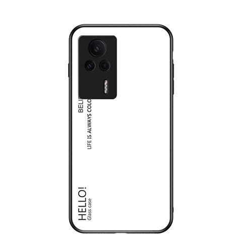 Coque Rebord Contour Silicone et Vitre Miroir Housse Etui Degrade Arc en Ciel LS1 pour Xiaomi Redmi K60E 5G Blanc