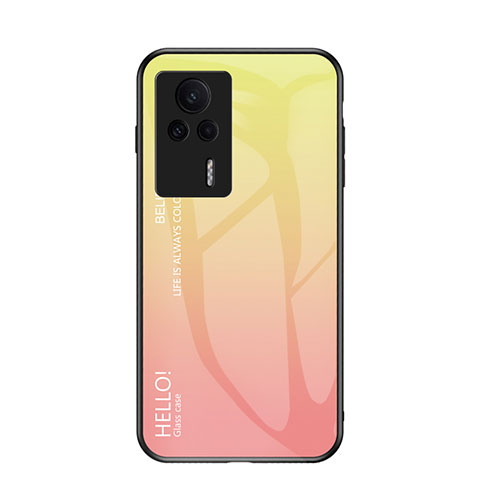 Coque Rebord Contour Silicone et Vitre Miroir Housse Etui Degrade Arc en Ciel LS1 pour Xiaomi Redmi K60E 5G Jaune