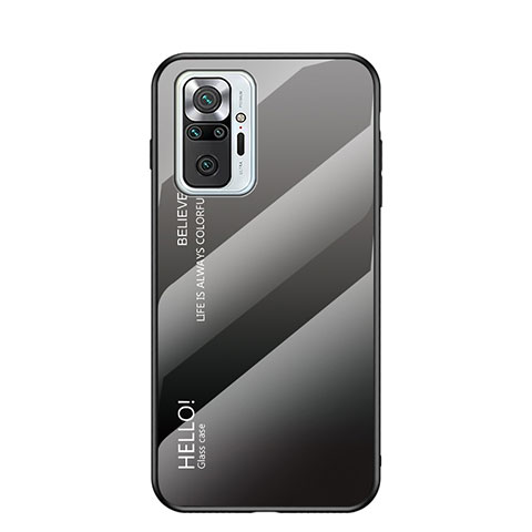 Coque Rebord Contour Silicone et Vitre Miroir Housse Etui Degrade Arc en Ciel LS1 pour Xiaomi Redmi Note 10 Pro 4G Gris Fonce