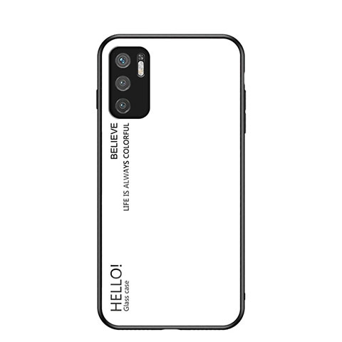 Coque Rebord Contour Silicone et Vitre Miroir Housse Etui Degrade Arc en Ciel LS1 pour Xiaomi Redmi Note 10T 5G Blanc