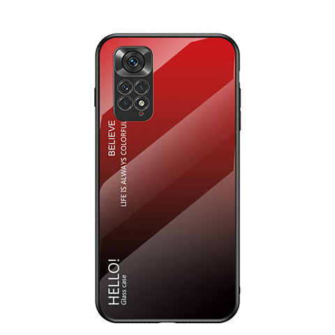 Coque Rebord Contour Silicone et Vitre Miroir Housse Etui Degrade Arc en Ciel LS1 pour Xiaomi Redmi Note 11 4G (2022) Rouge