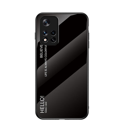 Coque Rebord Contour Silicone et Vitre Miroir Housse Etui Degrade Arc en Ciel LS1 pour Xiaomi Redmi Note 11 5G Noir
