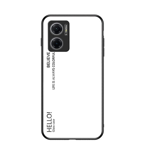 Coque Rebord Contour Silicone et Vitre Miroir Housse Etui Degrade Arc en Ciel LS1 pour Xiaomi Redmi Note 11E 5G Blanc