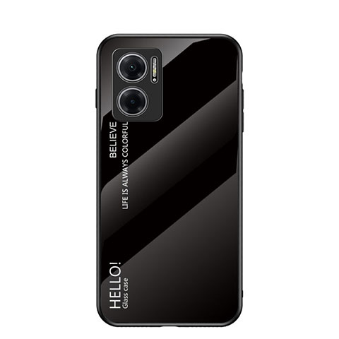 Coque Rebord Contour Silicone et Vitre Miroir Housse Etui Degrade Arc en Ciel LS1 pour Xiaomi Redmi Note 11E 5G Noir