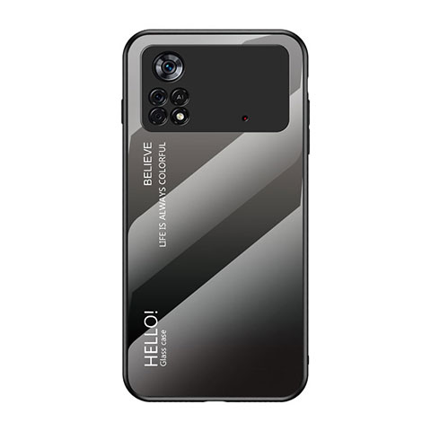 Coque Rebord Contour Silicone et Vitre Miroir Housse Etui Degrade Arc en Ciel LS1 pour Xiaomi Redmi Note 11E Pro 5G Gris Fonce