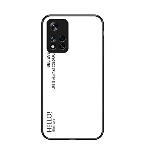 Coque Rebord Contour Silicone et Vitre Miroir Housse Etui Degrade Arc en Ciel LS1 pour Xiaomi Redmi Note 11S 5G Blanc