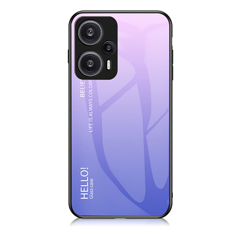 Coque Rebord Contour Silicone et Vitre Miroir Housse Etui Degrade Arc en Ciel LS1 pour Xiaomi Redmi Note 12 Turbo 5G Violet Clair