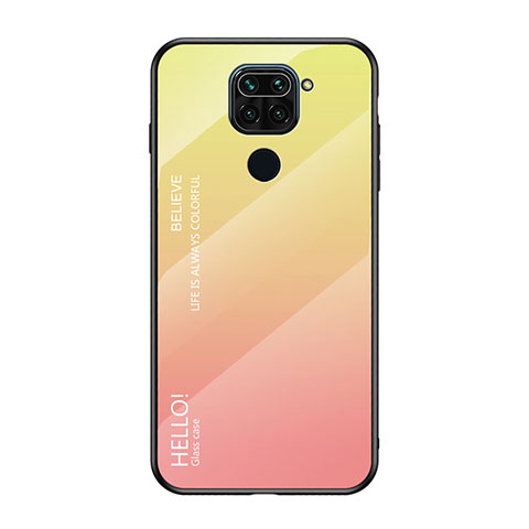 Coque Rebord Contour Silicone et Vitre Miroir Housse Etui Degrade Arc en Ciel LS1 pour Xiaomi Redmi Note 9 Jaune