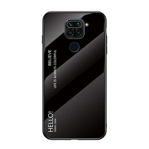 Coque Rebord Contour Silicone et Vitre Miroir Housse Etui Degrade Arc en Ciel LS1 pour Xiaomi Redmi Note 9 Noir