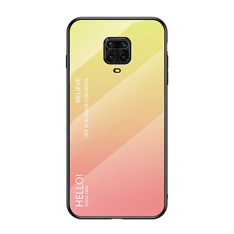 Coque Rebord Contour Silicone et Vitre Miroir Housse Etui Degrade Arc en Ciel LS1 pour Xiaomi Redmi Note 9 Pro Max Jaune