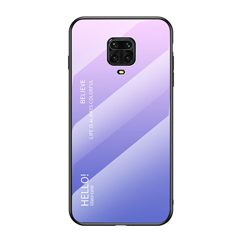 Coque Rebord Contour Silicone et Vitre Miroir Housse Etui Degrade Arc en Ciel LS1 pour Xiaomi Redmi Note 9 Pro Max Violet Clair