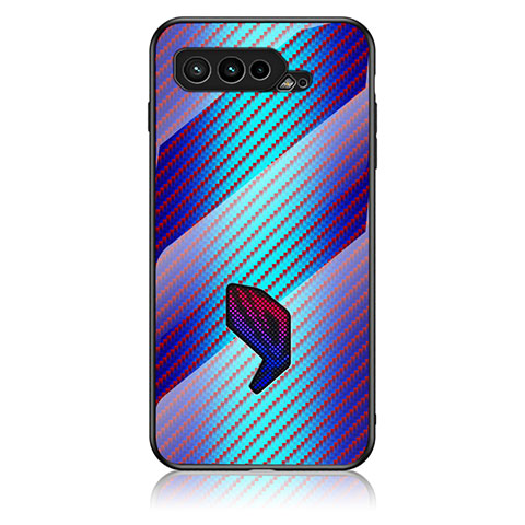 Coque Rebord Contour Silicone et Vitre Miroir Housse Etui Degrade Arc en Ciel LS2 pour Asus ROG Phone 5s Bleu