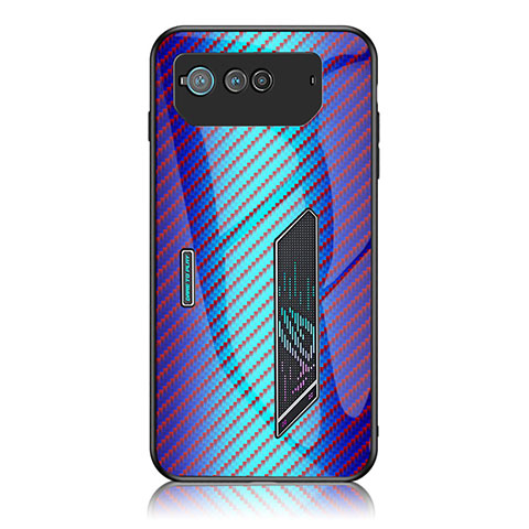 Coque Rebord Contour Silicone et Vitre Miroir Housse Etui Degrade Arc en Ciel LS2 pour Asus ROG Phone 6 Bleu