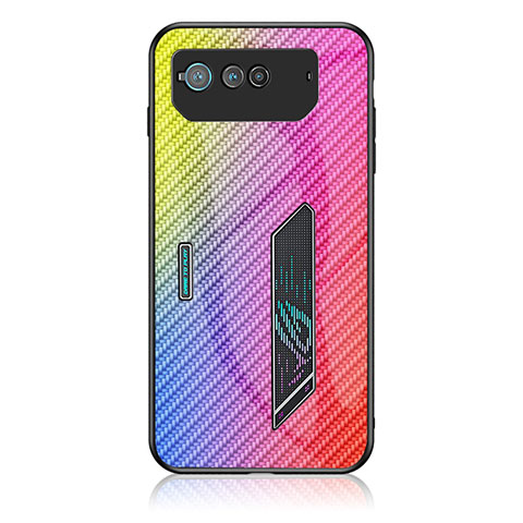 Coque Rebord Contour Silicone et Vitre Miroir Housse Etui Degrade Arc en Ciel LS2 pour Asus ROG Phone 6 Pro Rose