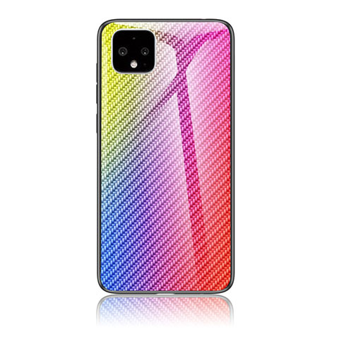 Coque Rebord Contour Silicone et Vitre Miroir Housse Etui Degrade Arc en Ciel LS2 pour Google Pixel 4 XL Rose