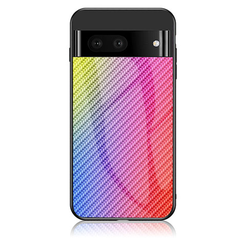 Coque Rebord Contour Silicone et Vitre Miroir Housse Etui Degrade Arc en Ciel LS2 pour Google Pixel 7 5G Rose