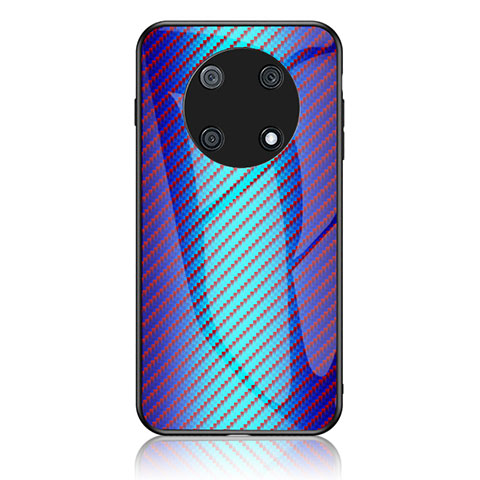 Coque Rebord Contour Silicone et Vitre Miroir Housse Etui Degrade Arc en Ciel LS2 pour Huawei Enjoy 50 Pro Bleu