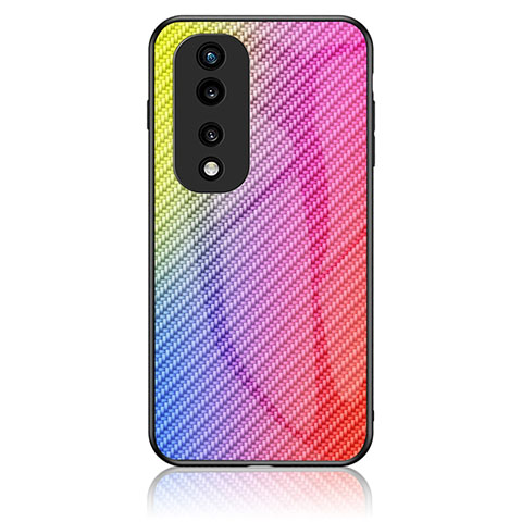 Coque Rebord Contour Silicone et Vitre Miroir Housse Etui Degrade Arc en Ciel LS2 pour Huawei Honor 70 Pro 5G Rose