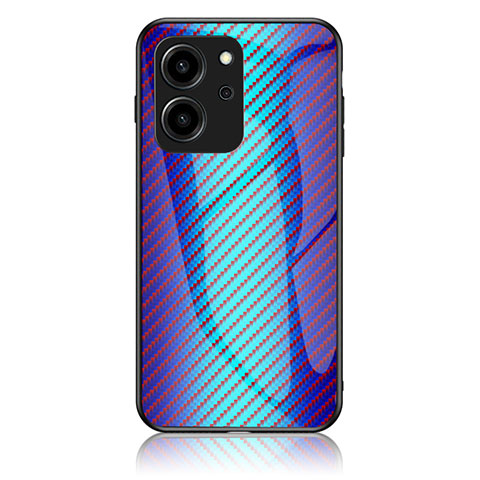 Coque Rebord Contour Silicone et Vitre Miroir Housse Etui Degrade Arc en Ciel LS2 pour Huawei Honor 80 SE 5G Bleu