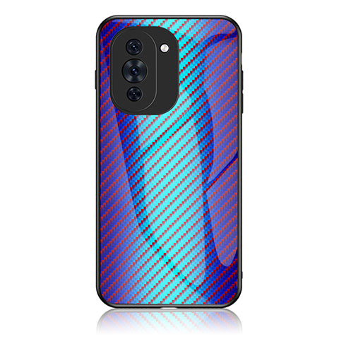 Coque Rebord Contour Silicone et Vitre Miroir Housse Etui Degrade Arc en Ciel LS2 pour Huawei Nova 10 Pro Bleu