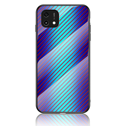 Coque Rebord Contour Silicone et Vitre Miroir Housse Etui Degrade Arc en Ciel LS2 pour Oppo A16e Bleu