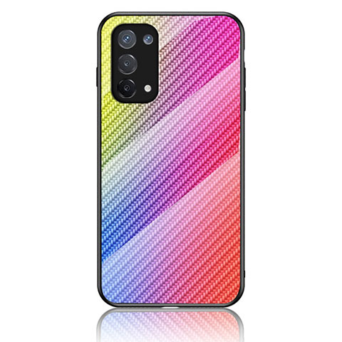 Coque Rebord Contour Silicone et Vitre Miroir Housse Etui Degrade Arc en Ciel LS2 pour Oppo F19s Rose