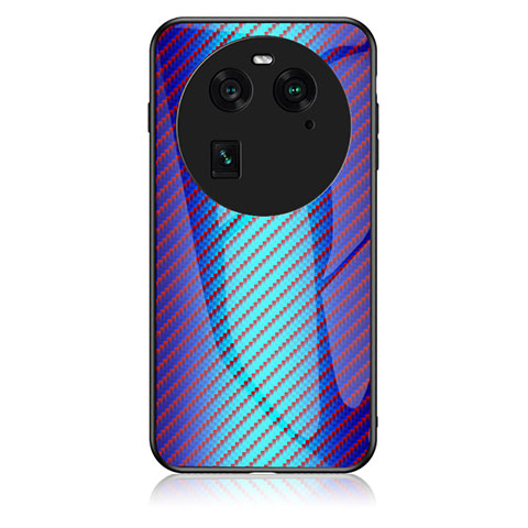 Coque Rebord Contour Silicone et Vitre Miroir Housse Etui Degrade Arc en Ciel LS2 pour Oppo Find X6 5G Bleu