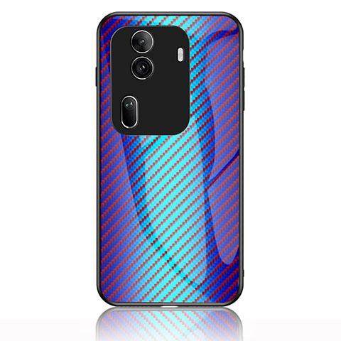 Coque Rebord Contour Silicone et Vitre Miroir Housse Etui Degrade Arc en Ciel LS2 pour Oppo Reno11 Pro 5G Bleu