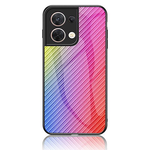 Coque Rebord Contour Silicone et Vitre Miroir Housse Etui Degrade Arc en Ciel LS2 pour Oppo Reno9 Pro 5G Rose