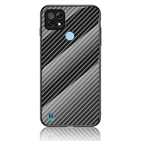 Coque Rebord Contour Silicone et Vitre Miroir Housse Etui Degrade Arc en Ciel LS2 pour Realme C21 Noir