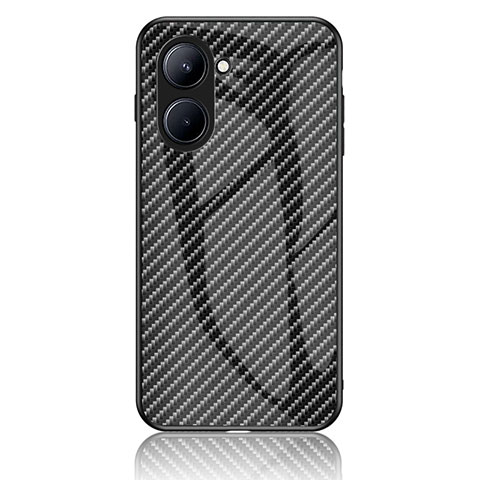 Coque Rebord Contour Silicone et Vitre Miroir Housse Etui Degrade Arc en Ciel LS2 pour Realme C33 Noir