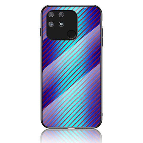 Coque Rebord Contour Silicone et Vitre Miroir Housse Etui Degrade Arc en Ciel LS2 pour Realme Narzo 50A Bleu