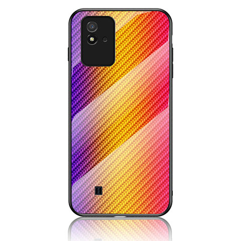 Coque Rebord Contour Silicone et Vitre Miroir Housse Etui Degrade Arc en Ciel LS2 pour Realme Narzo 50i Orange