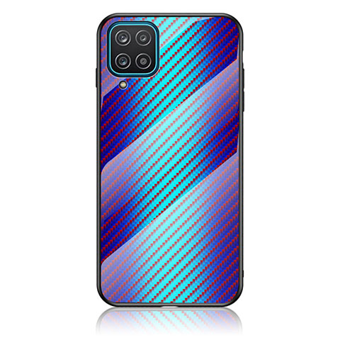 Coque Rebord Contour Silicone et Vitre Miroir Housse Etui Degrade Arc en Ciel LS2 pour Samsung Galaxy A12 5G Bleu