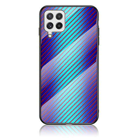 Coque Rebord Contour Silicone et Vitre Miroir Housse Etui Degrade Arc en Ciel LS2 pour Samsung Galaxy A22 4G Bleu