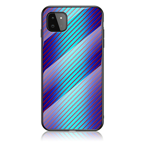 Coque Rebord Contour Silicone et Vitre Miroir Housse Etui Degrade Arc en Ciel LS2 pour Samsung Galaxy A22 5G Bleu