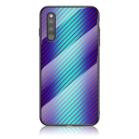 Coque Rebord Contour Silicone et Vitre Miroir Housse Etui Degrade Arc en Ciel LS2 pour Samsung Galaxy A41 SC-41A Bleu