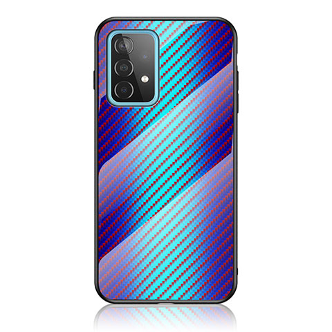 Coque Rebord Contour Silicone et Vitre Miroir Housse Etui Degrade Arc en Ciel LS2 pour Samsung Galaxy A52 5G Bleu