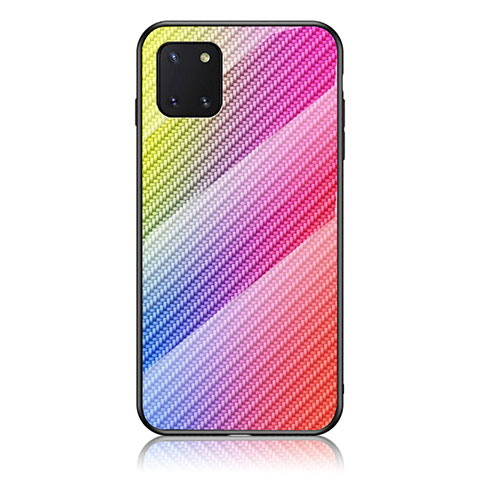 Coque Rebord Contour Silicone et Vitre Miroir Housse Etui Degrade Arc en Ciel LS2 pour Samsung Galaxy A81 Rose