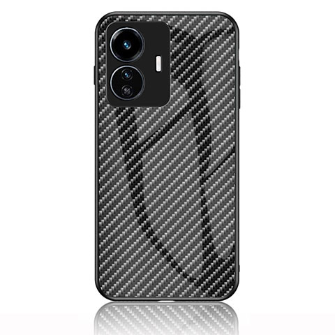 Coque Rebord Contour Silicone et Vitre Miroir Housse Etui Degrade Arc en Ciel LS2 pour Vivo iQOO Z6 Lite 5G Noir