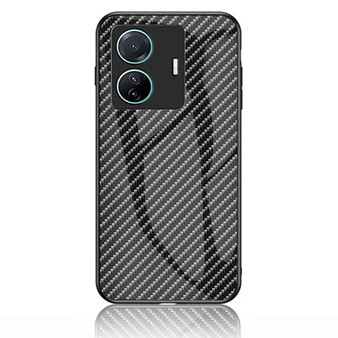 Coque Rebord Contour Silicone et Vitre Miroir Housse Etui Degrade Arc en Ciel LS2 pour Vivo iQOO Z6 Pro 5G Noir