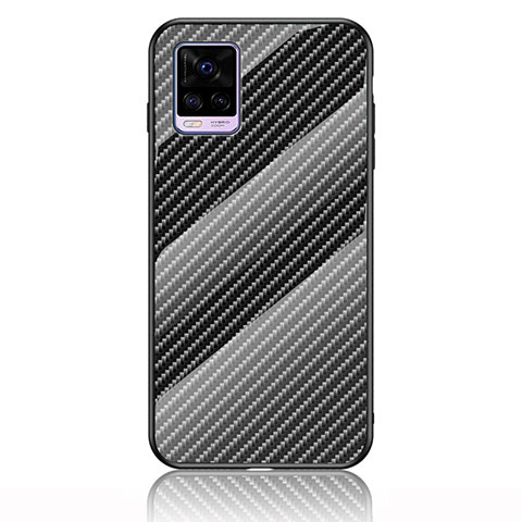 Coque Rebord Contour Silicone et Vitre Miroir Housse Etui Degrade Arc en Ciel LS2 pour Vivo V20 Noir