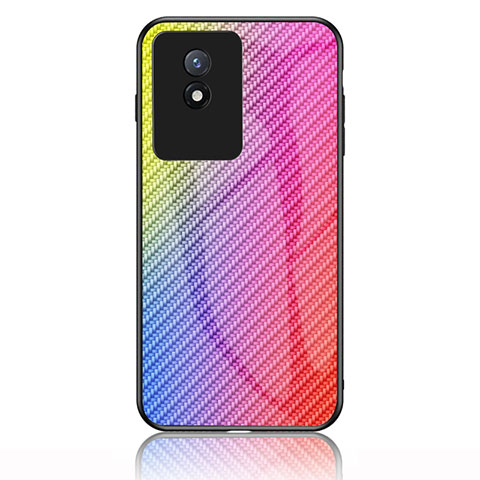 Coque Rebord Contour Silicone et Vitre Miroir Housse Etui Degrade Arc en Ciel LS2 pour Vivo Y02 Rose