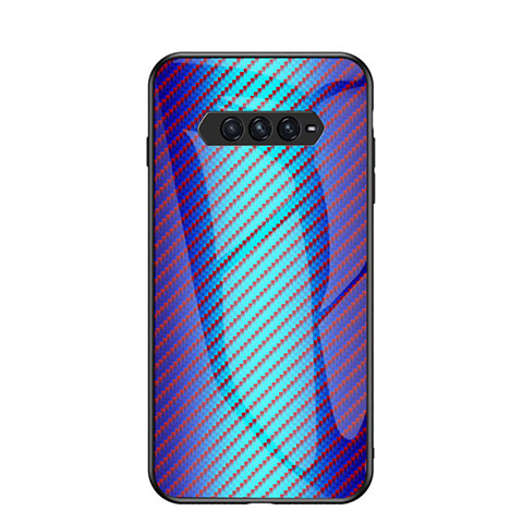 Coque Rebord Contour Silicone et Vitre Miroir Housse Etui Degrade Arc en Ciel LS2 pour Xiaomi Black Shark 4 Pro 5G Bleu